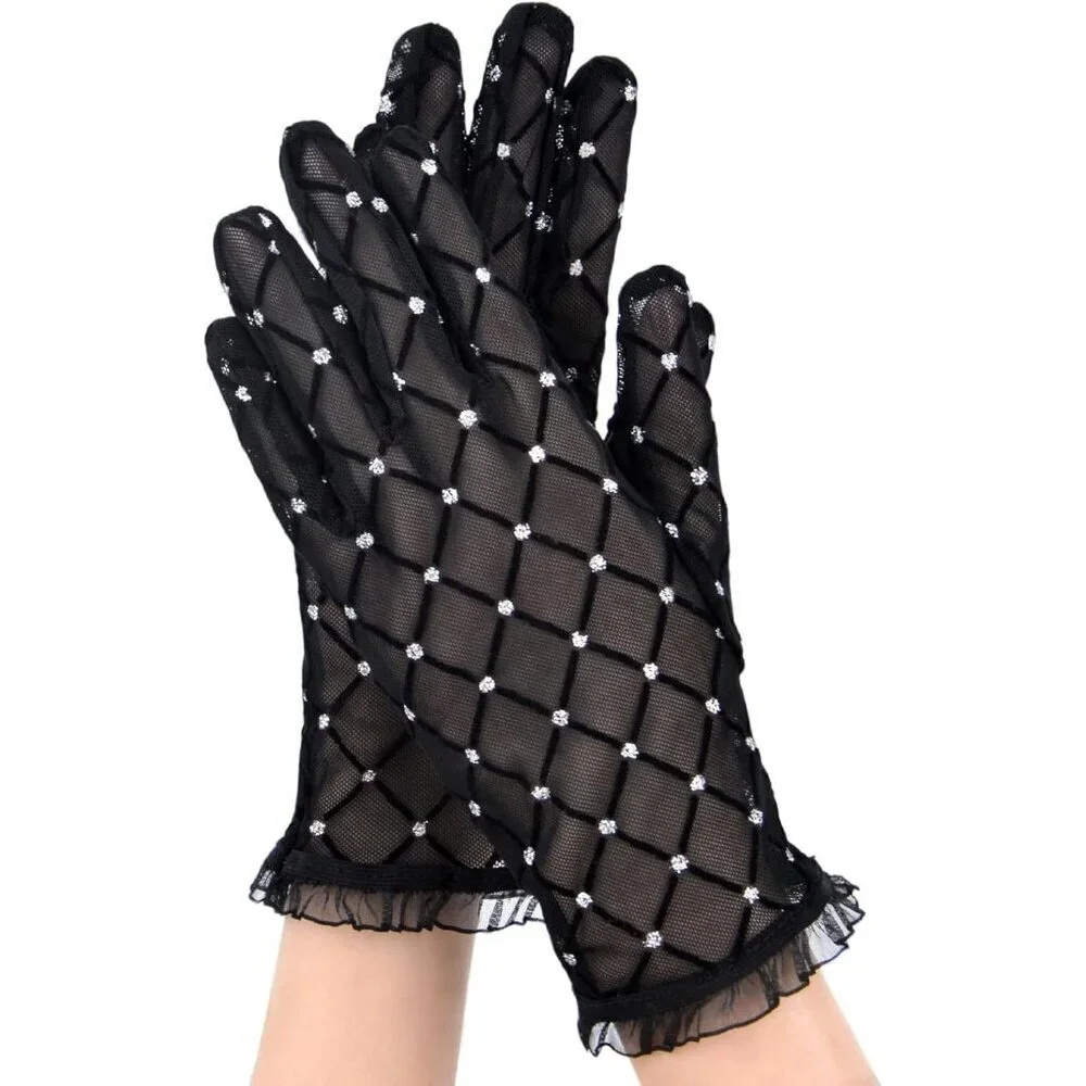 Women's Sparkly Black 2 Lace Gloves Daily Use Opera Evening Tea Party Prom